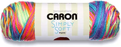 Bulk stack of Caron Simply Soft Paints 141g skeins; high-quality variegated acrylic yarn for quick-knit sweaters and home decor projects