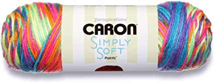 Bulk stack of Caron Simply Soft Paints 141g skeins; high-quality variegated acrylic yarn for quick-knit sweaters and home decor projects