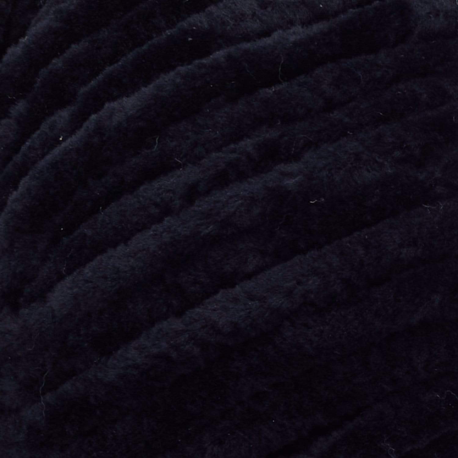 Soft Premier Parfait Chunky yarn in a large skein, showing the thick, velvety chenille texture in black