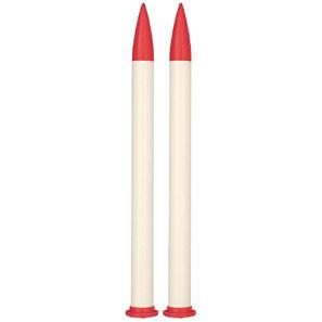 A pair of bright Clover 20mm jumbo knitting needles in a vibrant signature color, showcasing their large diameter and smooth tips. chunky yarn knitting tools, oversized cardigan needles, lightweight jumbo needles, Clover 20mm knitting Singapore