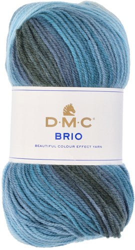 DMC Brio Yarn, Self-Striping Wool Blend, Multi-Colored Knitting Yarn, DMC Brio colorways, DK weight variegated yarn, soft wool blend Singapore in blue gradient