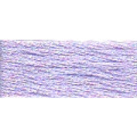 A skein of DMC Light Effects metallic embroidery floss, showing the high-shimmer finish and multi-strand metallic thread construction in light purple