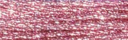 A skein of DMC Light Effects metallic embroidery floss, showing the high-shimmer finish and multi-strand metallic thread construction in metallic pink