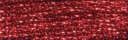 DMC Light Effects metallic embroidery floss in a 6-strand divisible thread, perfect for adding glittering details and holiday accents to cross-stitch projects in metallic red