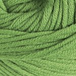A skein of DMC Natura Just Cotton yarn in fingering weight, showing the soft matte 100% cotton fiber and multi-ply twist in green colour
