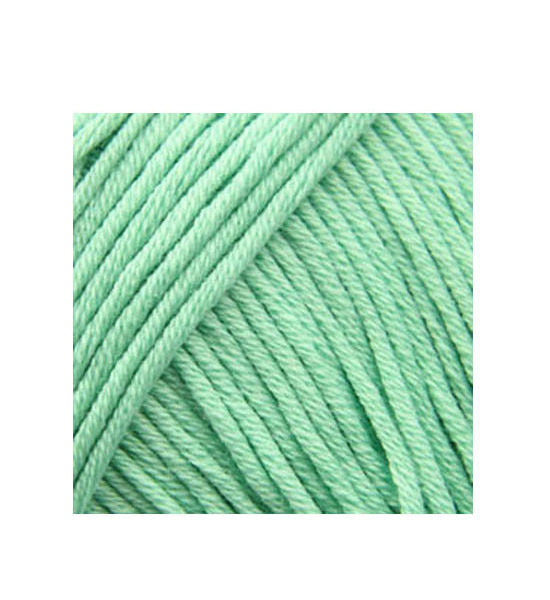 A 50g ball of DMC Natura Just Cotton yarn, showcasing its smooth, matte texture and multi-ply combed cotton fibers. The image highlights the natural, non-mercerized finish and the sophisticated, muted color tones ideal for lightweight garments, amigurumi, and home decor in mint colour