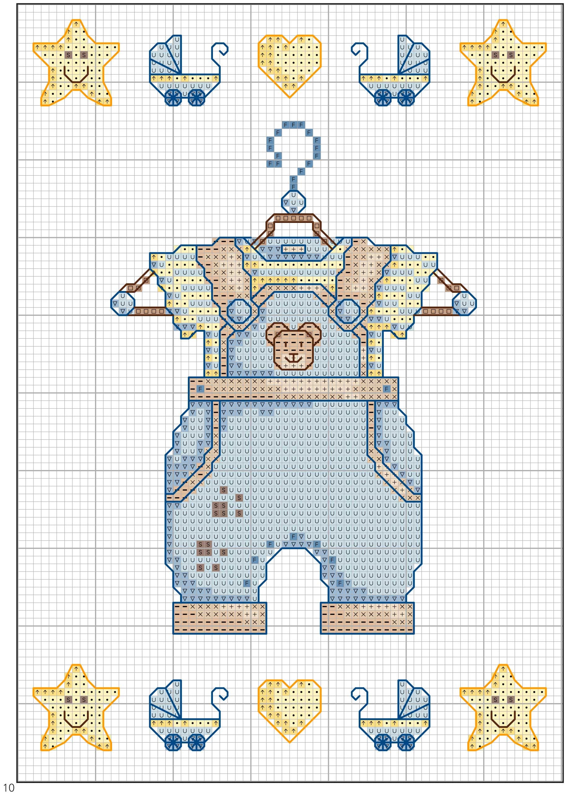 DMC Baby Cross Stitch Motif Book, Birth Sampler Patterns, Kids Cross Stitch Alphabet
A page from the DMC motif book showing a variety of small, colorful icons like cupcakes, cars, and dinosaurs, ideal for quick-stitch projects.