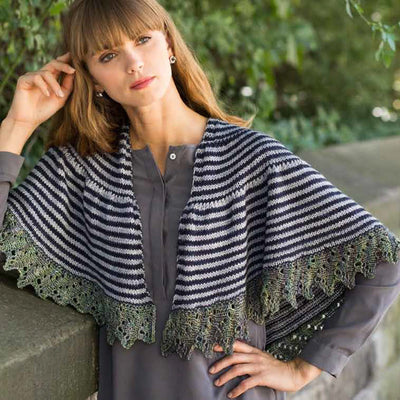 inside look at a shawl chart in Book 13, showing the professional layout and high-definition photography of the finished wrap."