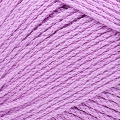 Durable Lion Brand 24/7 Cotton yarn in a worsted weight, ideal for structured projects like market bags, home decor, and garments in orchid purple colour