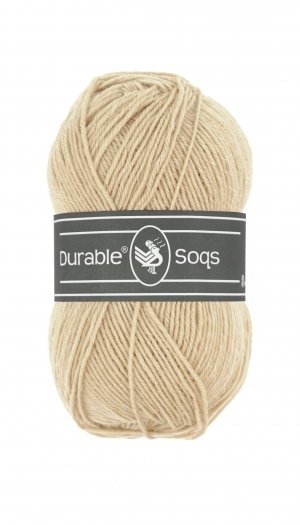 Durable Soqs premium wool blend yarn in a fingering weight, ideal for reinforced heels and toes in hand-knitted socks and everyday accessories in cream tan colour