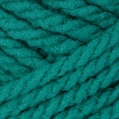 A 100g skein of Bernat Softee Chunky yarn in a vibrant solid color, showing its thick, plied structure and soft matte finish. in Emerald Green colour
