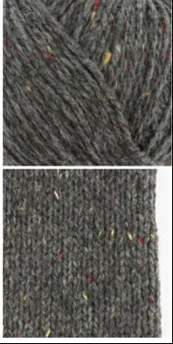 A 50g ball of Etrofil Rainbow organic merino wool blend, showcasing the soft, plump twist and high-quality Italian-designed fiber in Charcoal colour