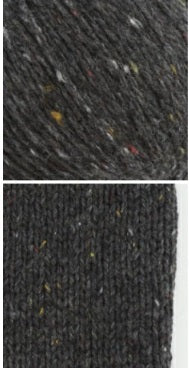 A 50g ball of Etrofil Rainbow organic merino wool blend, showcasing the soft, plump twist and high-quality Italian-designed fiber in Dark Grey