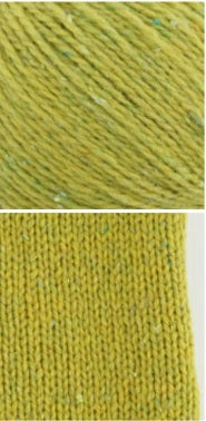 A 50g ball of Etrofil Rainbow Organic Merino yarn, showcasing its plush, rounded twist. The image highlights the rich texture of the 75% organic merino wool and 25% polyamide blend, ideal for creating cozy, high-quality winter accessories like beanies, scarves, and cardigans in lime green