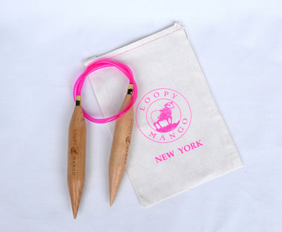 Professional-grade Loopy Mango jumbo circular needles, ideal for knitting heavy-duty home decor like chunky wool blankets, rugs, and oversized "big loop" sweaters.