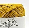 Official Hamanaka Eco Andaria label highlighting the 100% Rayon composition and 40g weight in Mustard Yellow Colour