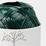 Official Hamanaka Eco Andaria label highlighting the 100% Rayon composition and 40g weight in dark forest green colour