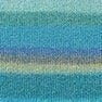 Hamanaka Genji Monogatari color-changing yarn from Japan in blue to sky blue tone; a 25g ball of light fingering weight yarn with 92m for artistic crochet and knitting.