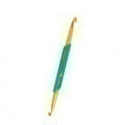 A professional-grade Hamanaka double-ended crochet hook made in Japan. The hook is crafted from a high-quality, smooth resin and features two different hook sizes at either end of a single handle. The hooks are color-coded by size range: Green (4.5/5.5mm)