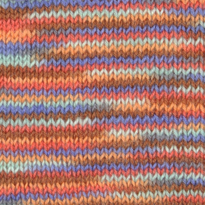 A 25-gram ball of Hamanaka KORPOKKUR multi-colored yarn, made in Japan. The yarn features a beautiful variegated dye pattern with soft transitions between vibrant hues.