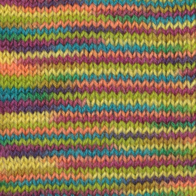 A 25-gram ball of Hamanaka KORPOKKUR multi-colored yarn, made in Japan. The yarn features a beautiful variegated dye pattern with soft transitions between vibrant hues.