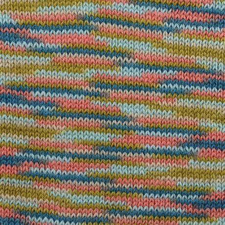 A 25-gram ball of Hamanaka KORPOKKUR multi-colored yarn, made in Japan. The yarn features a beautiful variegated dye pattern with soft transitions between vibrant hues.