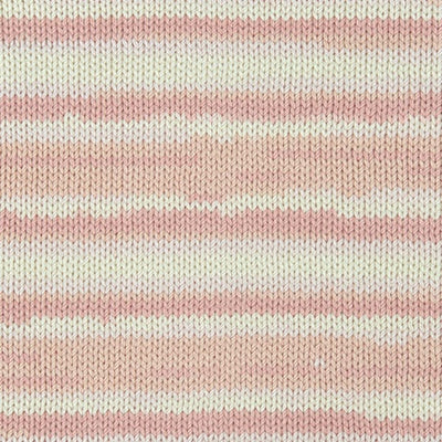Self-striping Hamanaka Wash Cotton Gradation yarn, highlighting the durable cotton-synthetic blend ideal for machine-washable summer knits and crochet accessories.