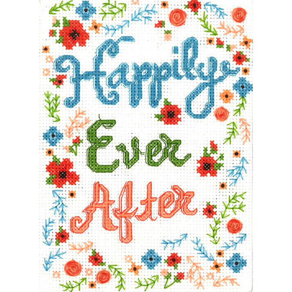 The Happily Ever After cross-stitch kit packaging, showing a romantic, artistic design featuring the words 'Happily Ever After' in elegant script.

bridal shower handmade gift, quick cross stitch for beginners, romantic needlecraft Singapore