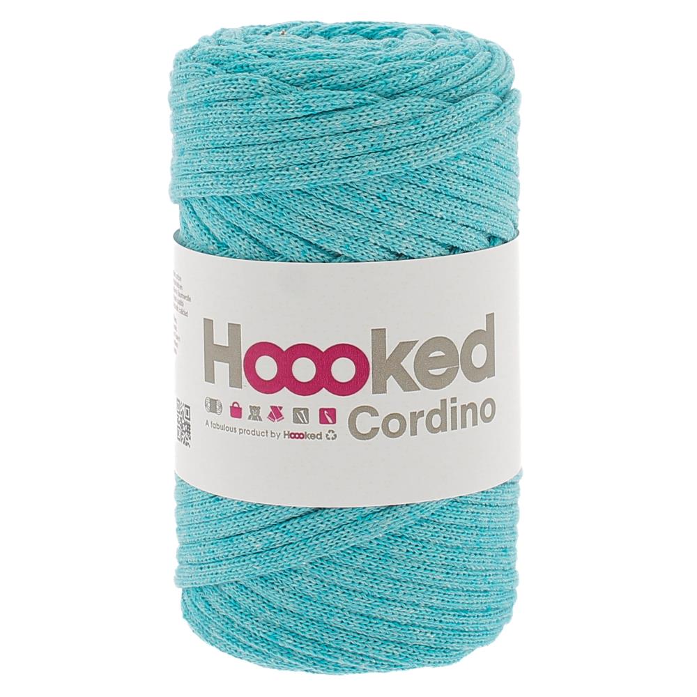 Sustainable Hoooked Cordino recycled cotton yarn, ideal for creating structured plant hangers, bags, and macramé wall art with a clean, modern finish in Sea Blue Colour