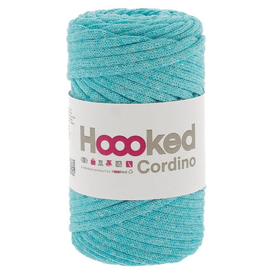 Sustainable Hoooked Cordino recycled cotton yarn, ideal for creating structured plant hangers, bags, and macramé wall art with a clean, modern finish in Sea Blue Colour