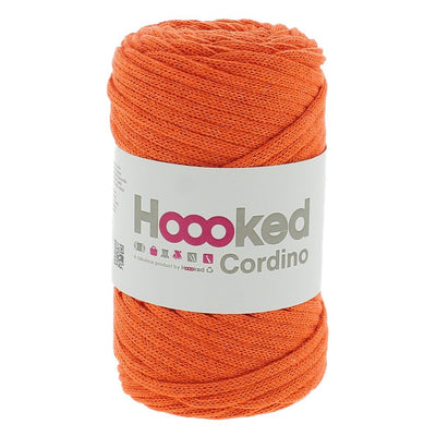 Sustainable Hoooked Cordino recycled cotton yarn, ideal for creating structured plant hangers, bags, and macramé wall art with a clean, modern finish in Dutch Orange cColour