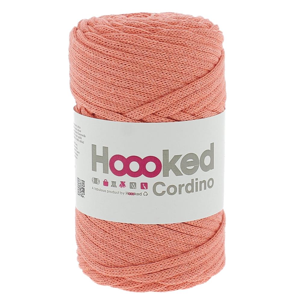 Sustainable Hoooked Cordino recycled cotton yarn, ideal for creating structured plant hangers, bags, and macramé wall art with a clean, modern finish in "Iced" Apricot Colour