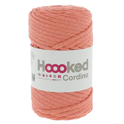 Sustainable Hoooked Cordino recycled cotton yarn, ideal for creating structured plant hangers, bags, and macramé wall art with a clean, modern finish in "Iced" Apricot Colour