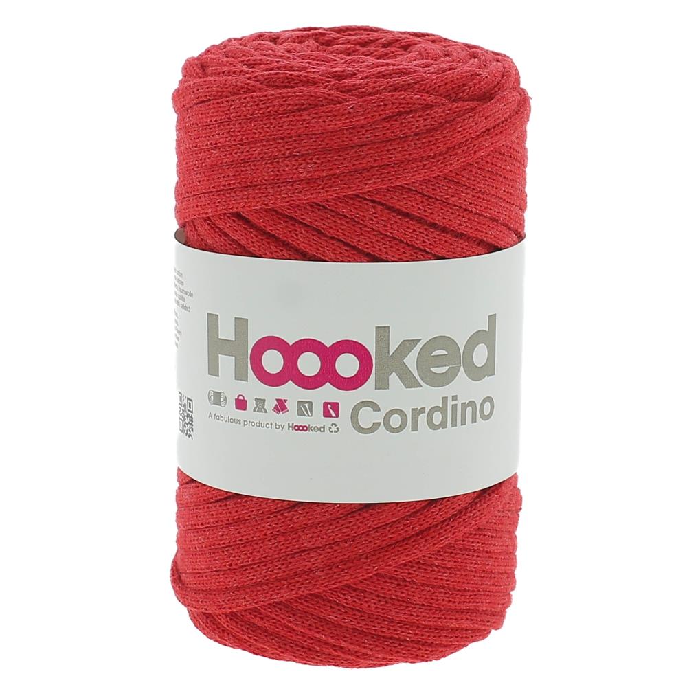 Sustainable Hoooked Cordino recycled cotton yarn, ideal for creating structured plant hangers, bags, and macramé wall art with a clean, modern finish in fred Colour