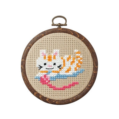 Olympus thread embroidery cross stitch kit with hoop no. 7347 Cat playing with a ball of yarn.

Olympus Cross Stitch Kit Singapore, Beginner Embroidery Kit with Hoop, Japanese Cross Stitch Flowers, Pet Animal Needlework Kit, 9 Count Aida Cloth Ki