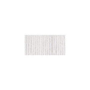 "A skein of Lily Sugar N' Cream in white 100% cotton yarn in a solid color. The texture is soft yet sturdy, showing the natural matte finish of the cotton fibers. The packaging clearly displays the Lily brand logo and weight options, ideal for durable kitchen and bathroom DIY projects