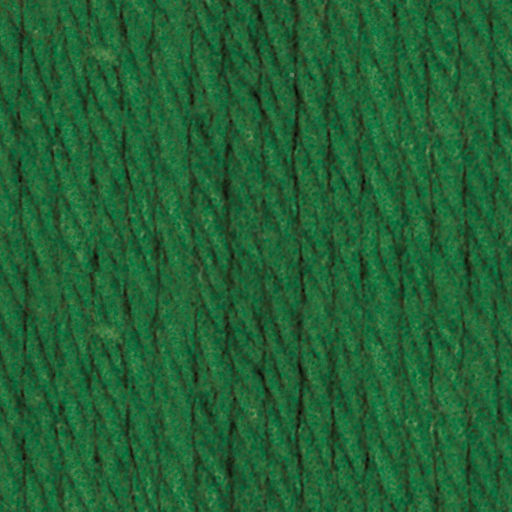 A skein of Lily Sugar N' Cream 100% cotton yarn in dark pine green color. The texture is soft yet sturdy, showing the natural matte finish of the cotton fibers. The packaging clearly displays the Lily brand logo and weight options, ideal for durable kitchen and bathroom DIY projects