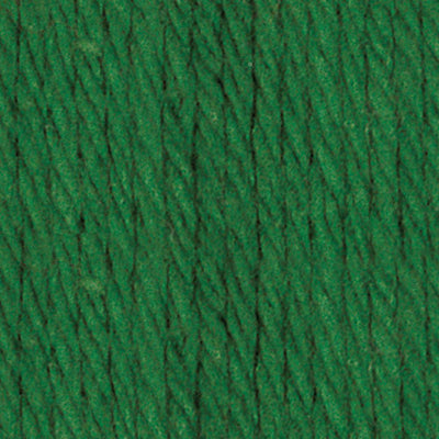 A skein of Lily Sugar N' Cream 100% cotton yarn in dark pine green color. The texture is soft yet sturdy, showing the natural matte finish of the cotton fibers. The packaging clearly displays the Lily brand logo and weight options, ideal for durable kitchen and bathroom DIY projects