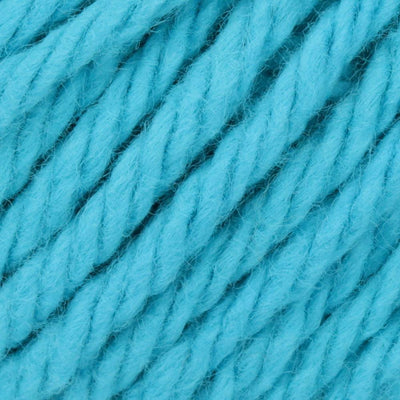 A skein of Lily Sugar N' Cream 100% cotton yarn in mod blue color. The texture is soft yet sturdy, showing the natural matte finish of the cotton fibers. The packaging clearly displays the Lily brand logo and weight options, ideal for durable kitchen and bathroom DIY projects