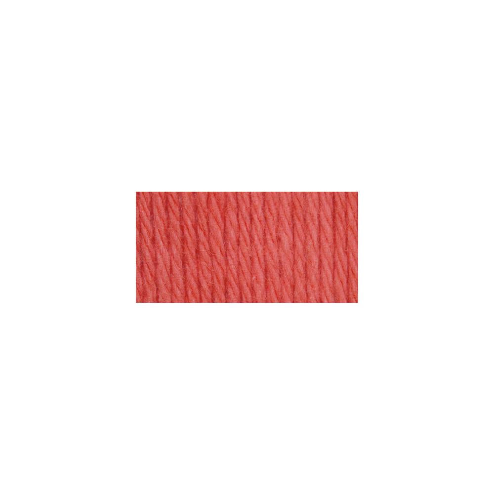 A skein of Lily Sugar N' Cream 100% cotton yarn in tangerine color. The texture is soft yet sturdy, showing the natural matte finish of the cotton fibers. The packaging clearly displays the Lily brand logo and weight options, ideal for durable kitchen and bathroom DIY projects.