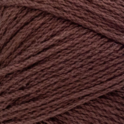 Durable Lion Brand 24/7 Cotton yarn in a worsted weight, ideal for structured projects like market bags, home decor, and garments in coffee bean brown colour