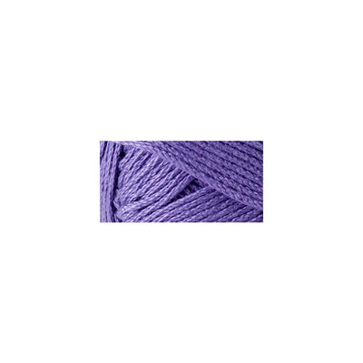 Close-up of 24/7 Cotton yarn by Lion Brand, showing the smooth, cord-like structure that provides excellent stitch definition for crochet and knitting in purple colour