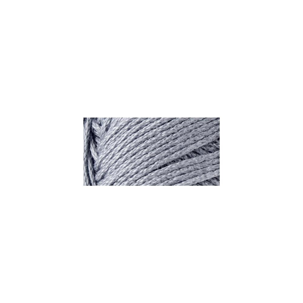 Close-up of 24/7 Cotton yarn by Lion Brand, showing the smooth, cord-like structure that provides excellent stitch definition for crochet and knitting in Silver colour