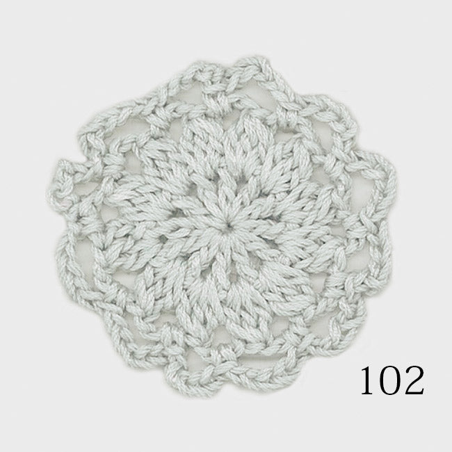 Silver Grey Colour Olympus Honnete Egyptian cotton and rayon blend yarn; a 35g ball of high-gloss Japanese yarn with a silk-like finish for summer knitting