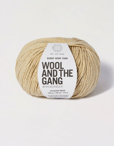Wool and the Gang Buddy Hemp, Hemp Cotton Blend Yarn, Sustainable Summer Yarn, Eco-Friendly Crochet Fiber in pistachio green colour.