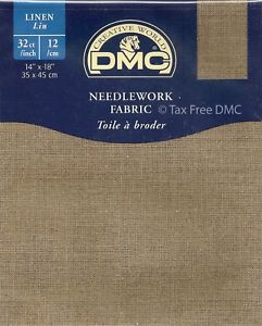 High-quality 32-count linen fabric for fine needlework. The image displays the crisp, natural texture of the even-weave threads, showcasing the elegant and professional finish that 32-count linen provides for intricate cross-stitch and traditional embroidery designs