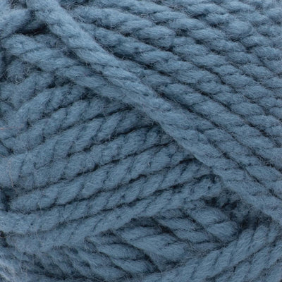 A skein of Bernat Softee Chunky yarn in denim blue colour. Softest chunky yarn for sweaters, easy care bulky knitting, 8mm crochet hook yarn, machine washable super bulky yarn, Canadian premium acrylic