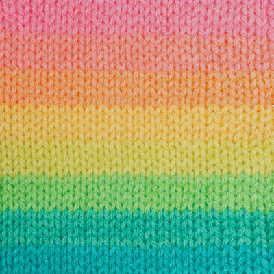vibrant Red Heart Super Saver yarn in Retro Stripe colors; the most trusted yarn for Afghan blankets, sweaters, and colorful craft projects
