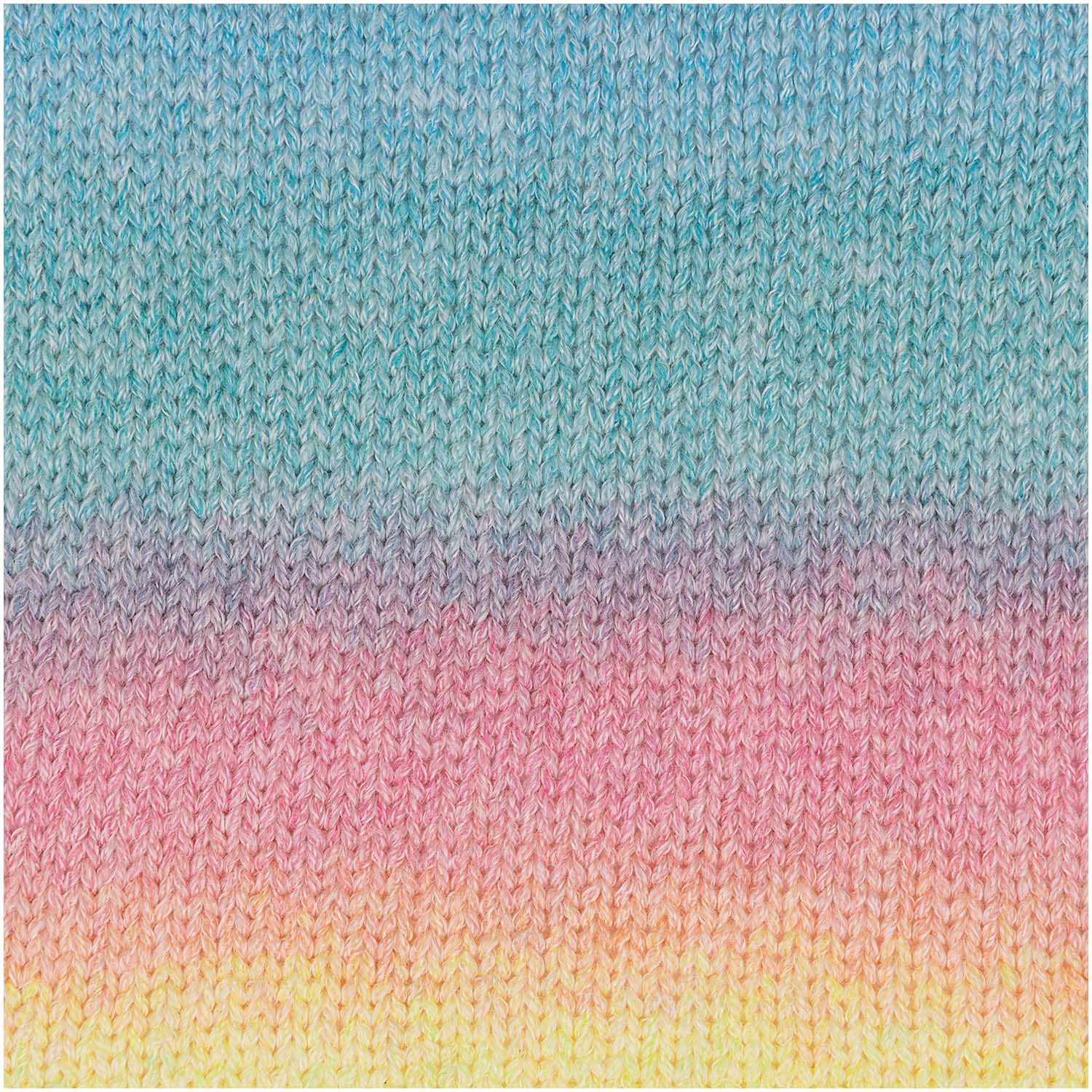 A delicate knitted work showcasing the long, elegant color changes of the Cotton Light & Long yarn in Rainbow colour