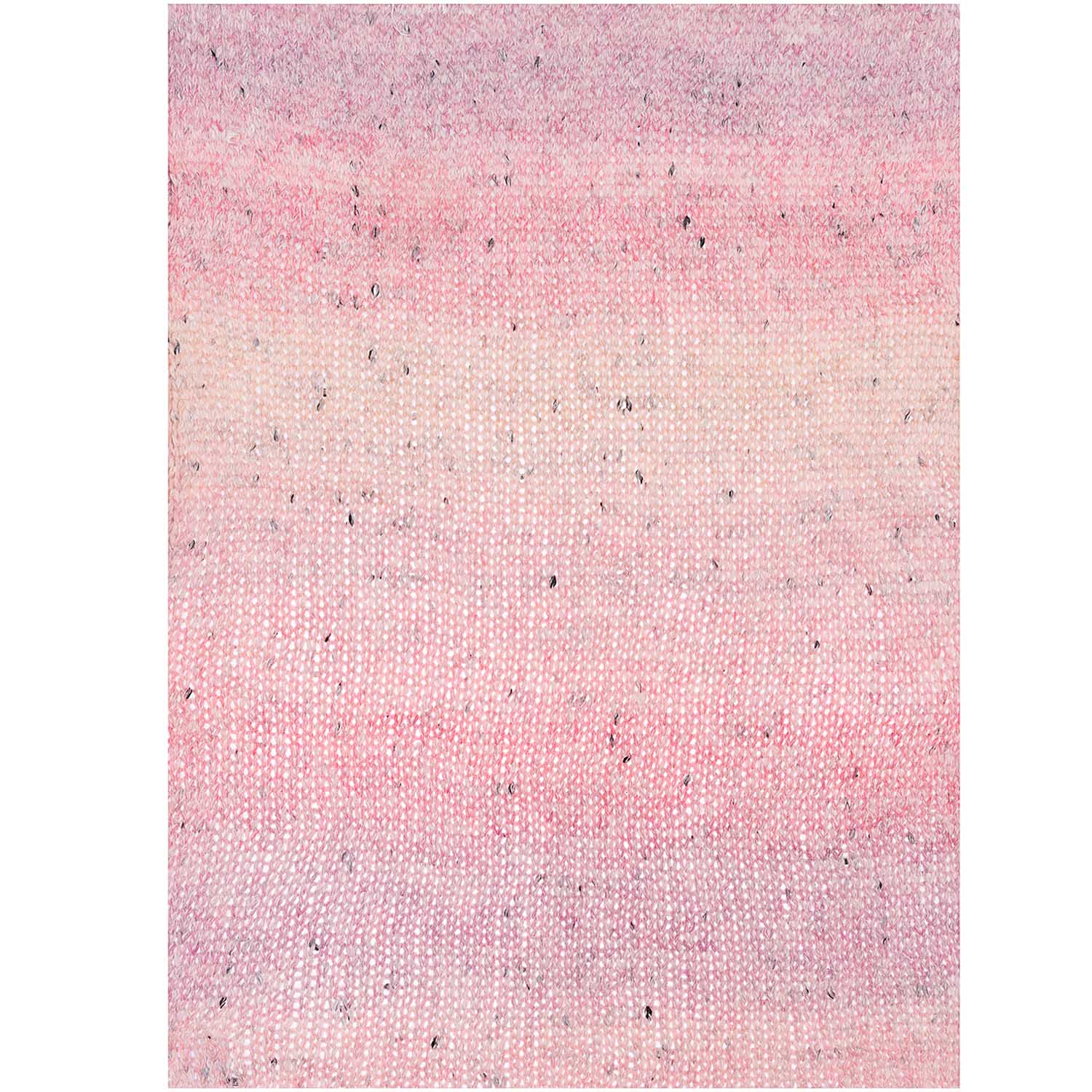 A knitted sample of Rico Fashion Cotton Light & Long Tweed, demonstrating the subtle ombré color flow combined with a speckled, heathered effect that adds depth and character to the stitches in various shades of purple and pink mix